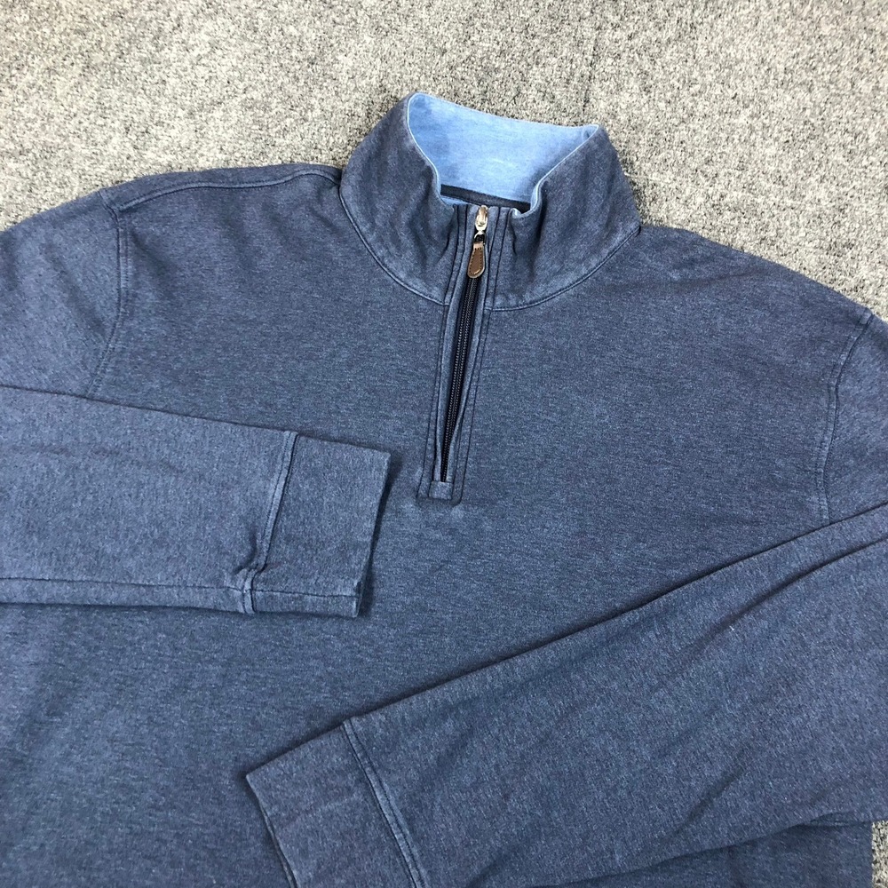 Southern Proper Mens Size Large Quarter Zip Pullover Sweater‎ Navy Blue Heather